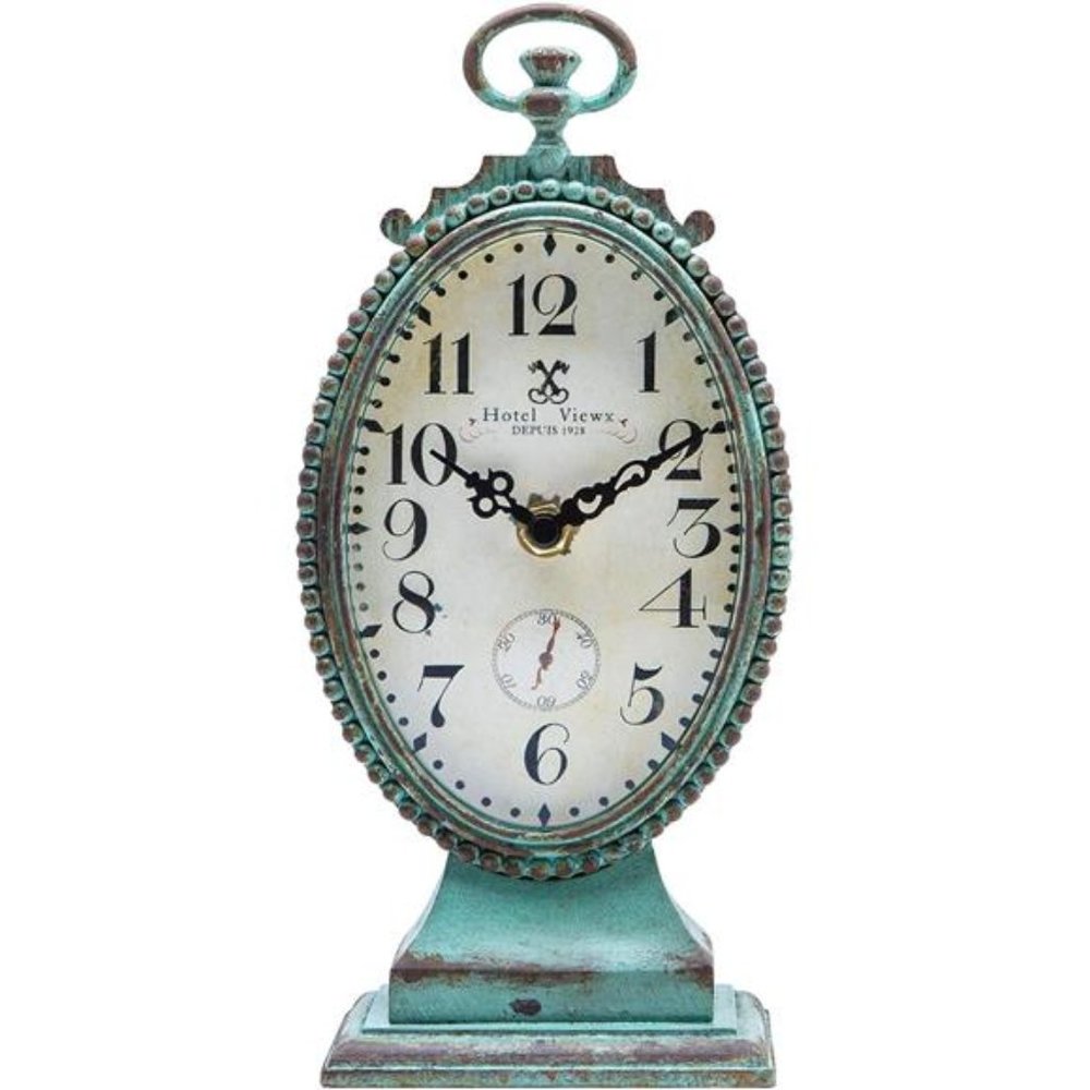 Vintage Table Clock - Battery Operated Rustic Distressed Style - Shabby Chic